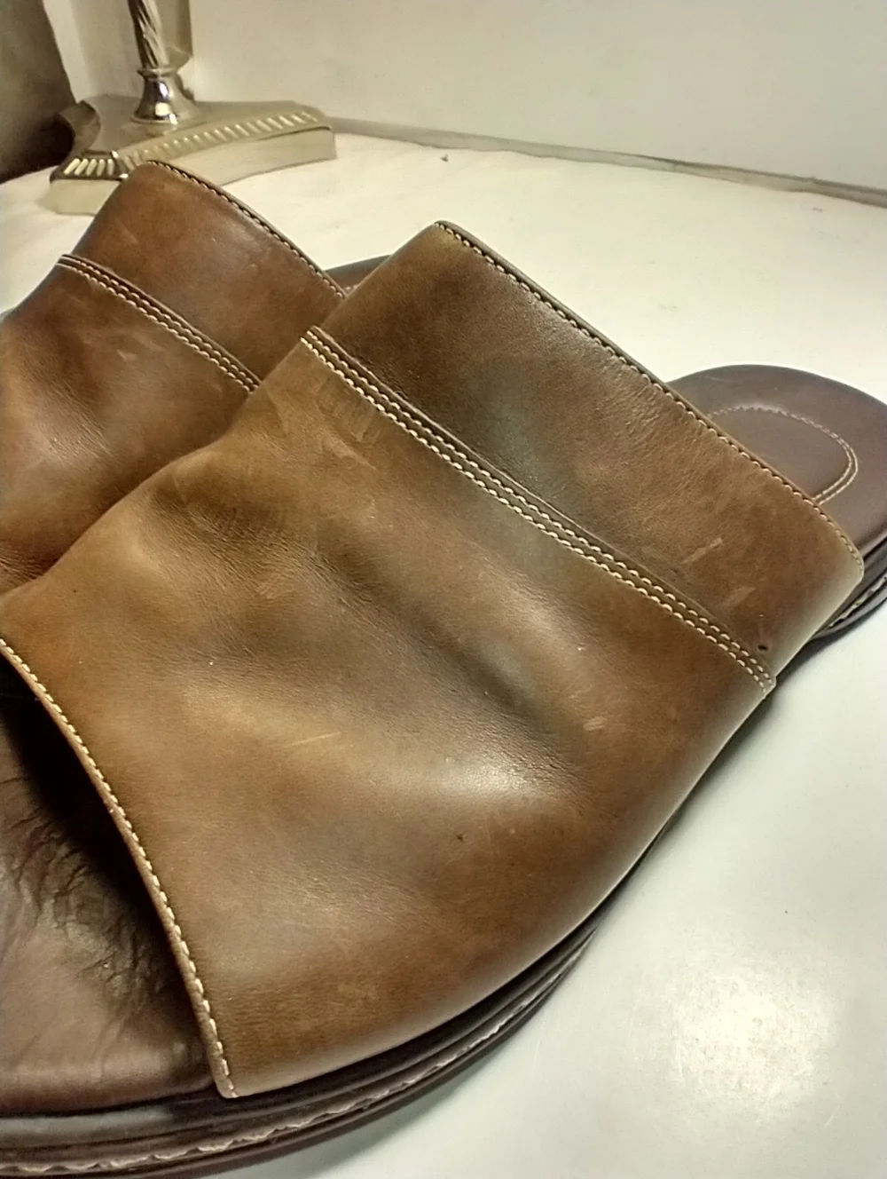 Cole Haan Brown Leather Casual Slide Sandals Men's sz 10.5M. - Picture 11 of 12